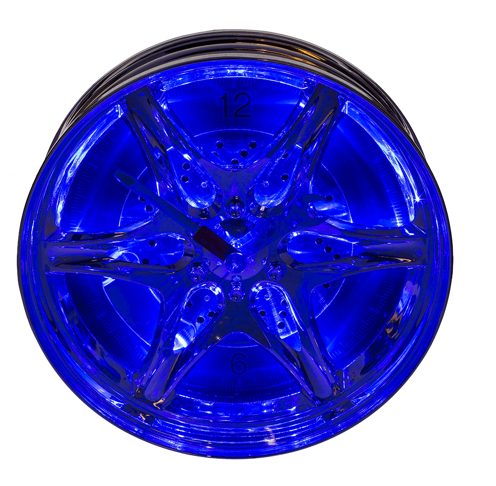 Rim clock with blue LED,