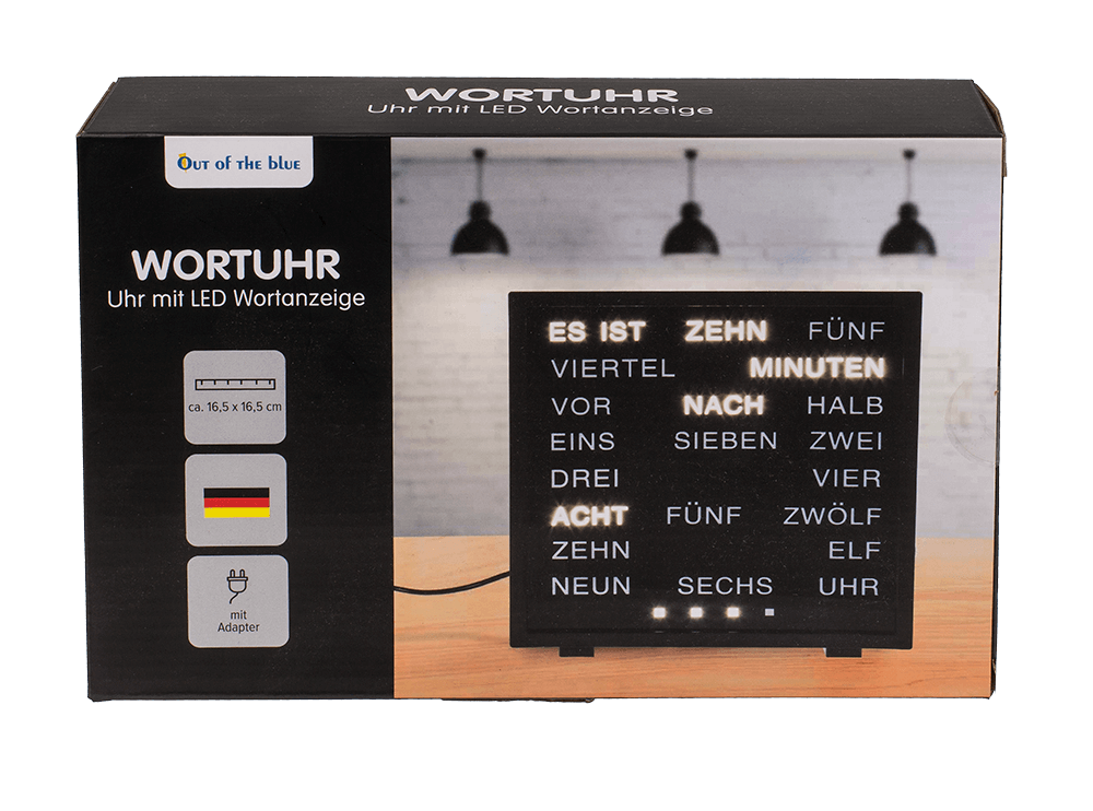 Clock with German words,