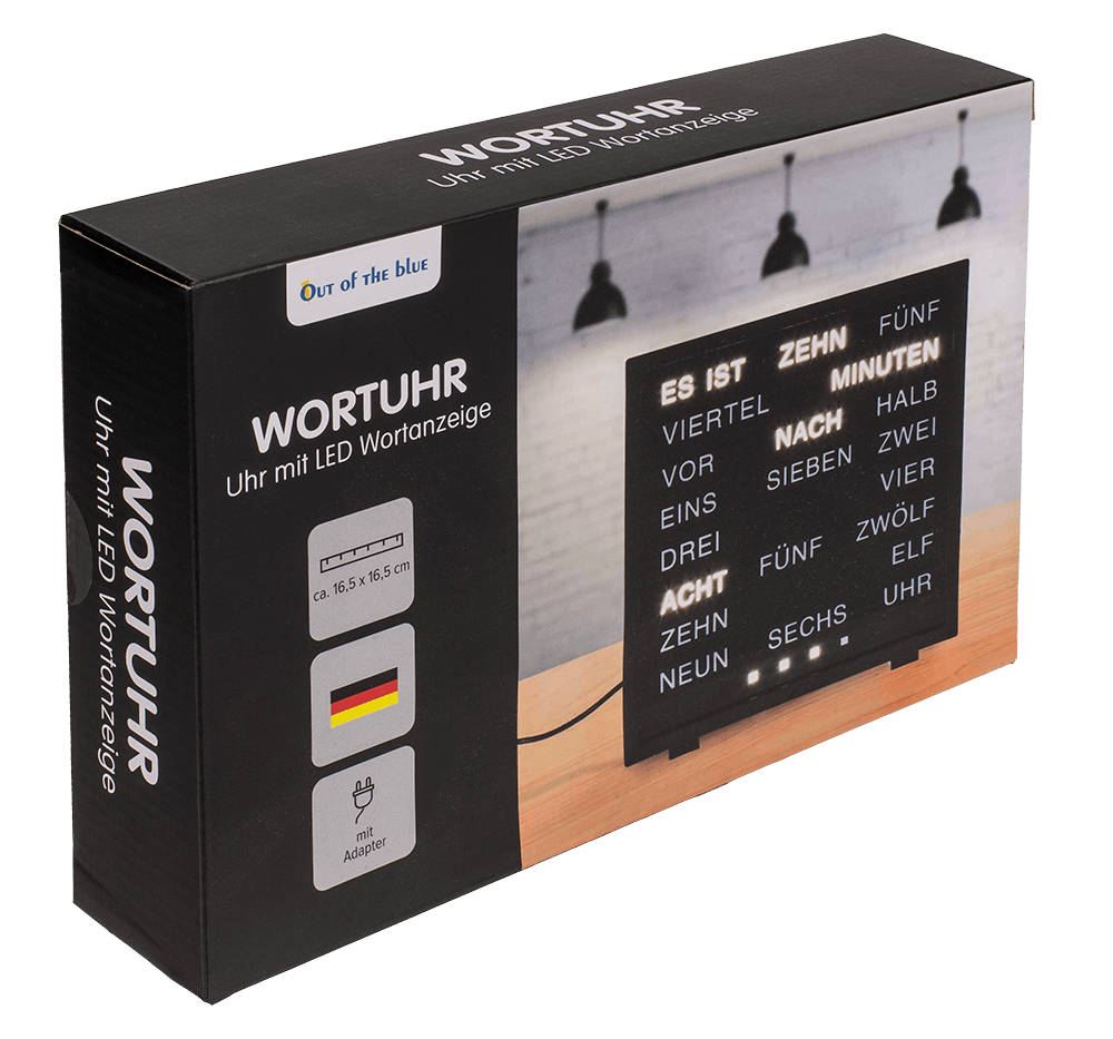 Clock with German words,