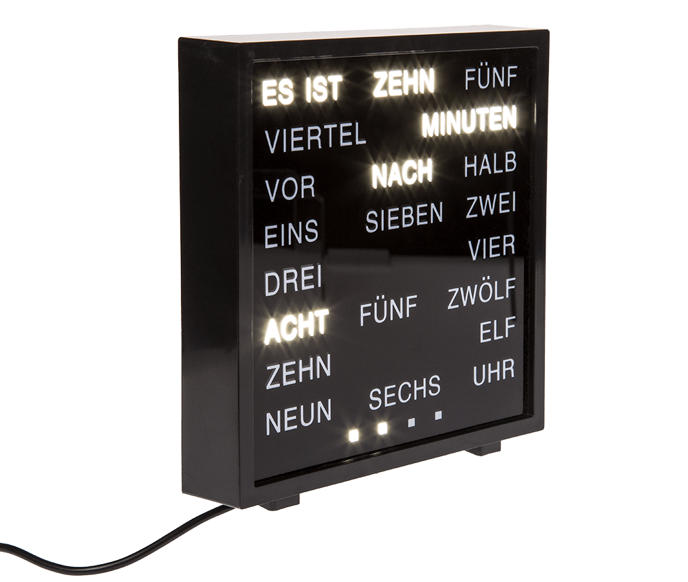 Clock with German words,