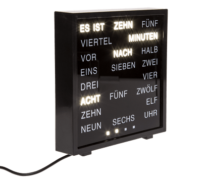 Clock with German words,