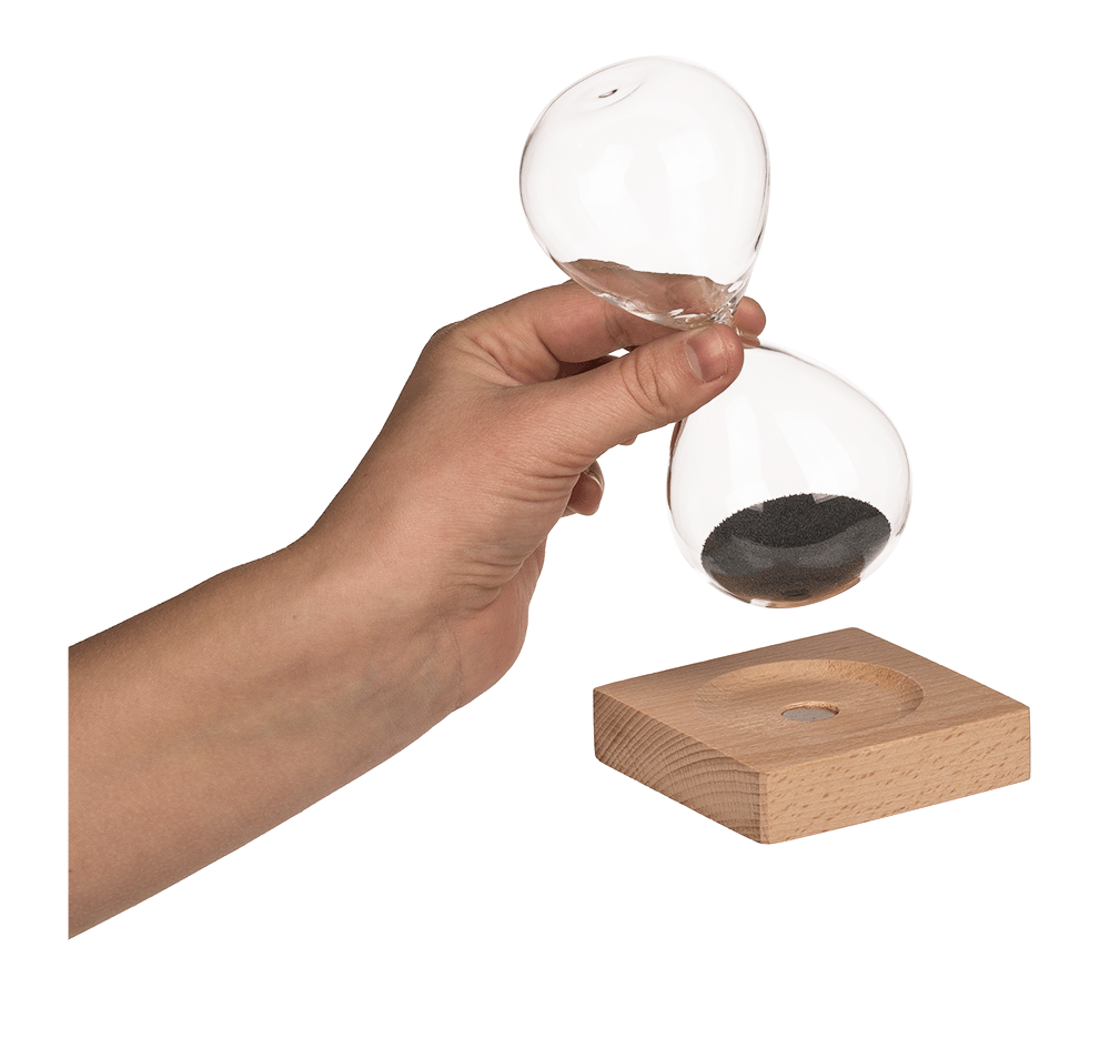 Sandglass, with magnetic sand,