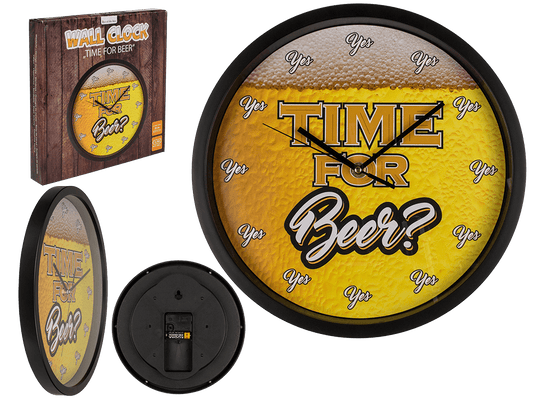 Wall clock, Time for Beer, D: ca. 29 cm,