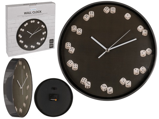 Wall clock, Dices, D: ca. 30,5 cm,