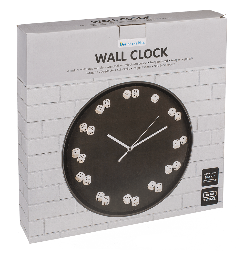 Wall clock, Dices, D: ca. 30,5 cm,