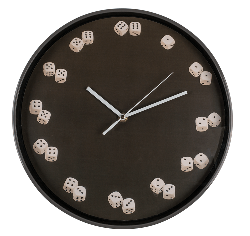 Wall clock, Dices, D: ca. 30,5 cm,