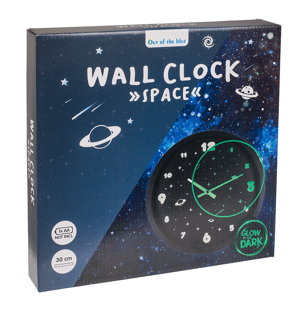 Wall clock, Space, glow in the dark,