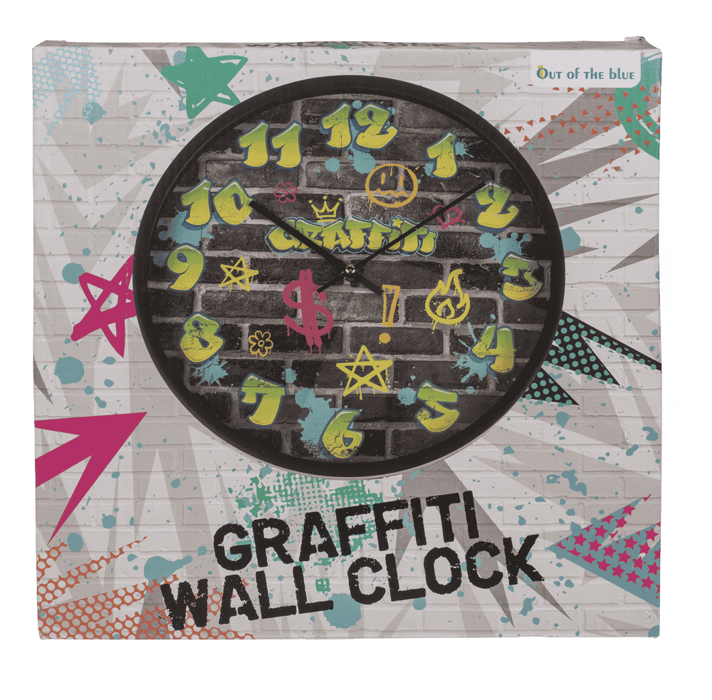 Wall clock, Graffiti, 30 x 30 x 4,5 cm,