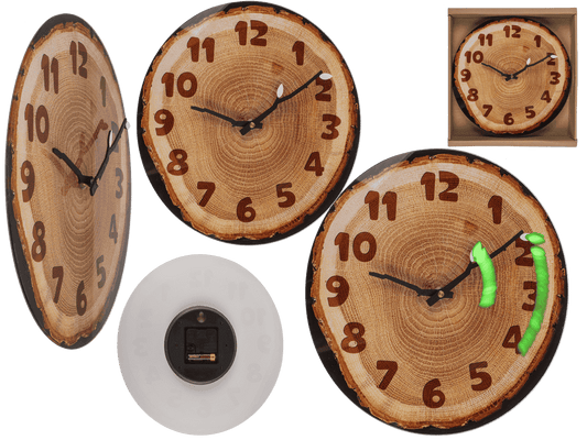 Glas wall clock,Tree Slice, 27 x 30 x 4 cm,