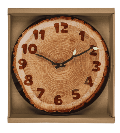 Glas wall clock,Tree Slice, 27 x 30 x 4 cm,