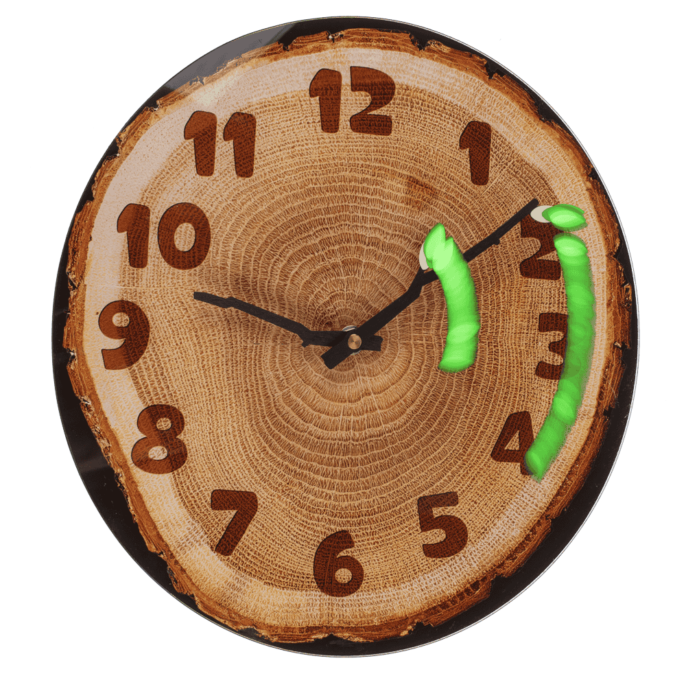 Glas wall clock,Tree Slice, 27 x 30 x 4 cm,