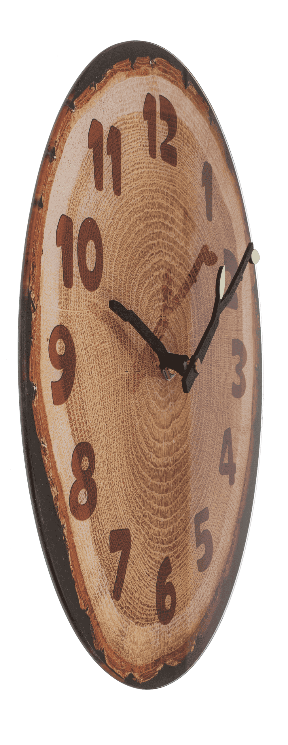 Glas wall clock,Tree Slice, 27 x 30 x 4 cm,