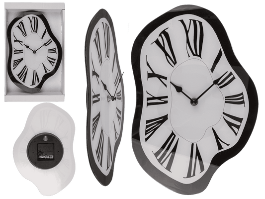 Glas wall clock, Melting Time, 22 x 33 x 4 cm,