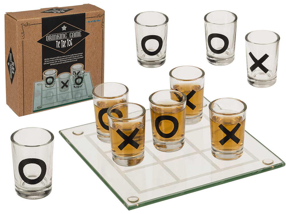 Glass drinking game, Tic Tac Toe with 9 glasses,