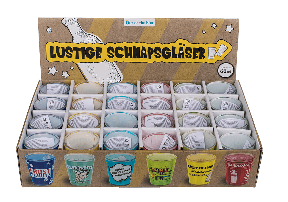 Shooter glasses, slogans,