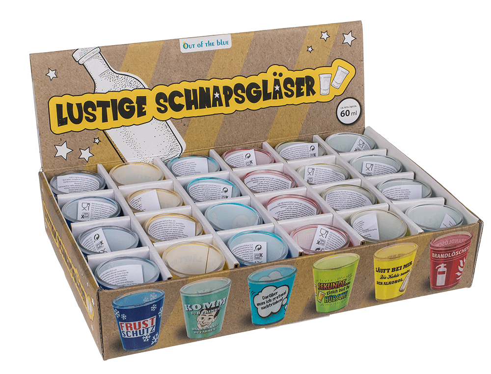 Shooter glasses, slogans,