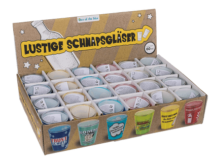 Shooter glasses, slogans,