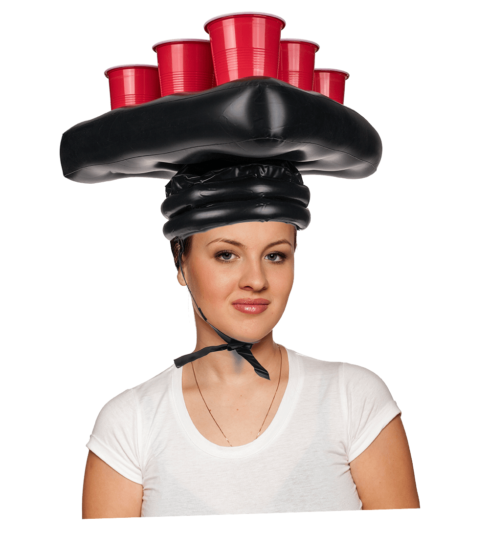 Inflatable cap, beer pong game,