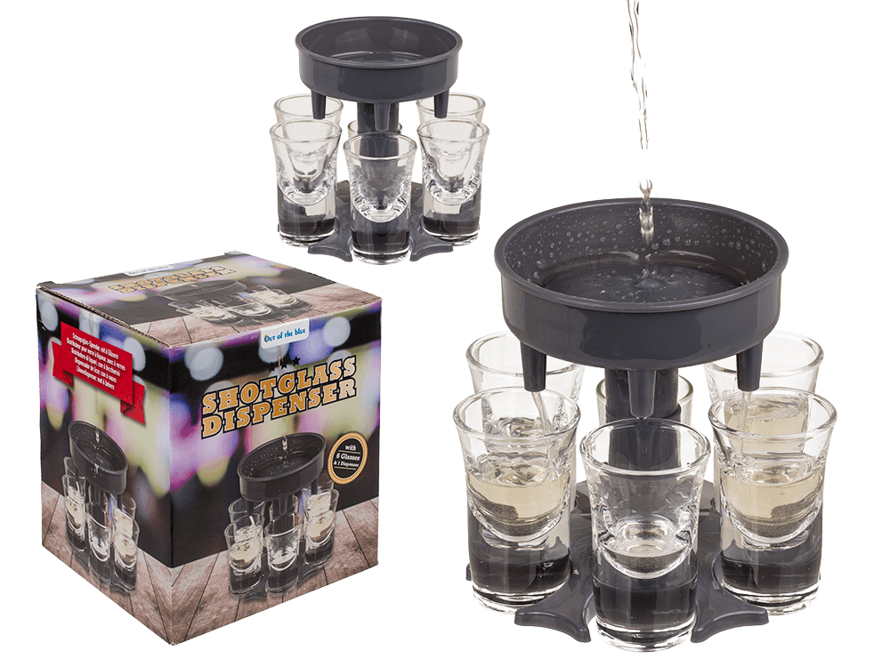 Shot Glass Dispenser, with 6 shot glasses,