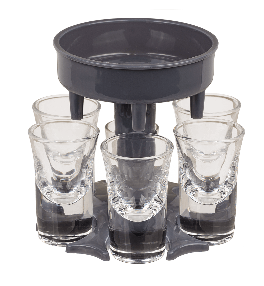 Shot Glass Dispenser, with 6 shot glasses,
