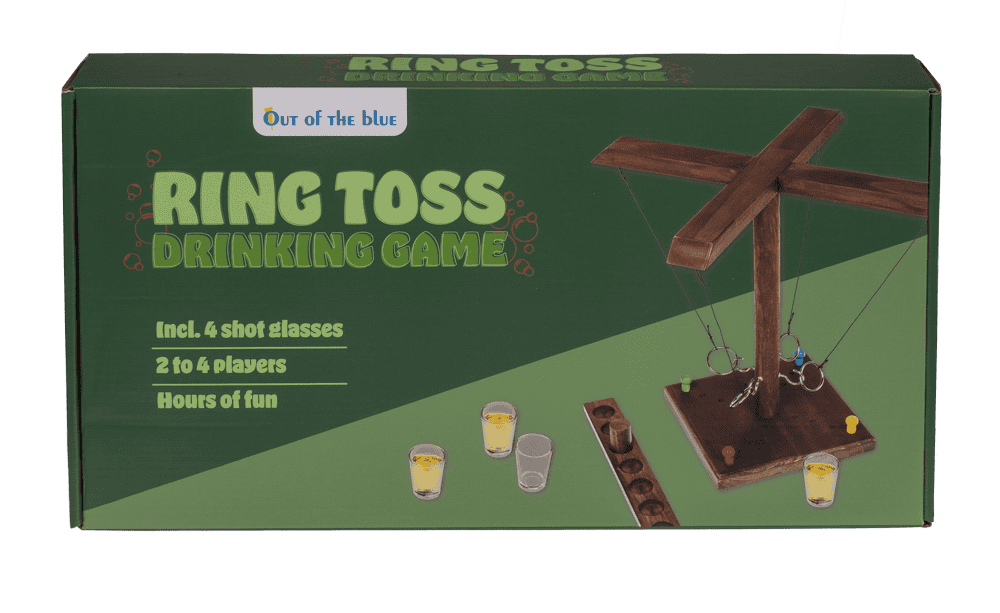 Wooden Ring Toss Drinking Game, Height: 32,5 cm,