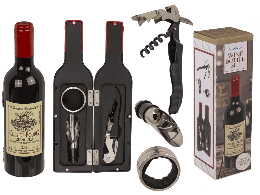 Wine Bottle Set, incl. Wine Collar, Wine Pourer