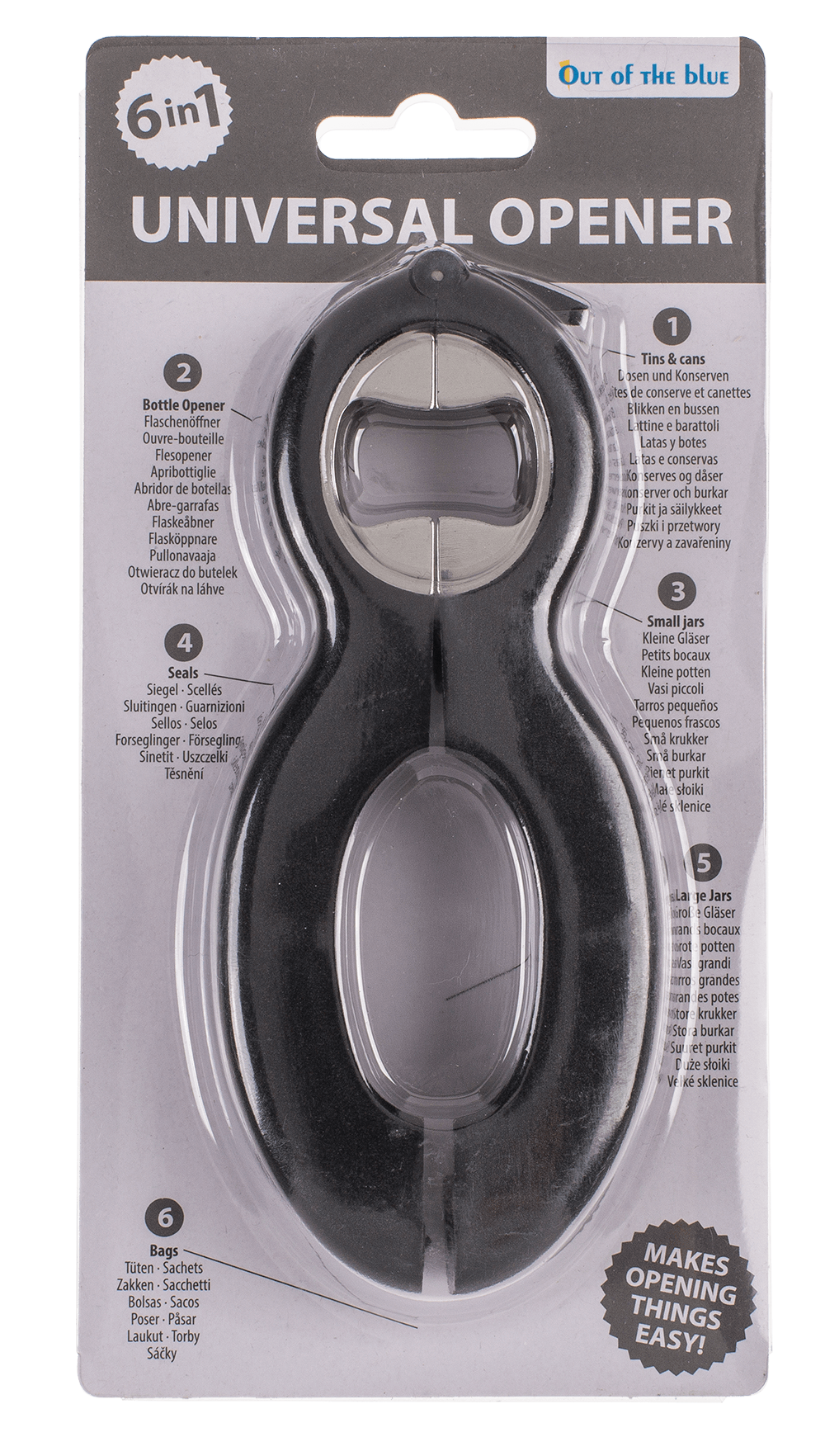 Universal Opener, 6 in 1, black/grey,