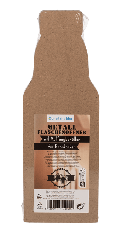 Metal bottle opener on wooden board with