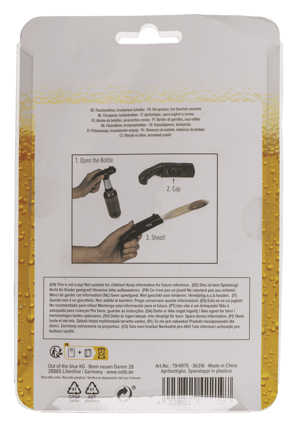 Plastic bottle opener, Bottle Cap Gun,