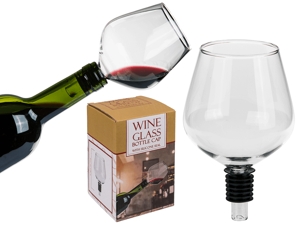 Glass bottle cap with silicone seal, Wine Glass,