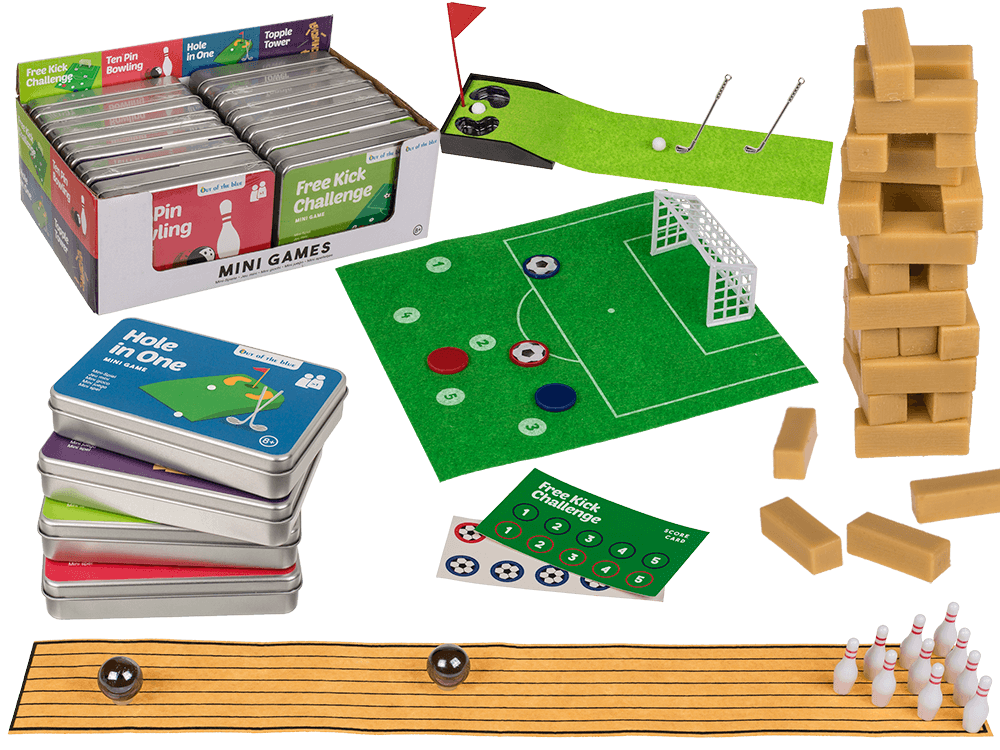 Mini games in tin, ca. 12 x 8 cm,