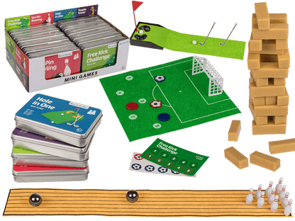 Mini games in tin, ca. 12 x 8 cm,