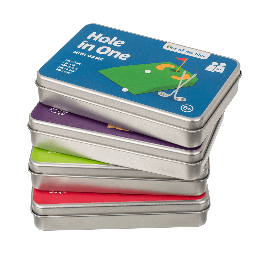 Mini games in tin, ca. 12 x 8 cm,