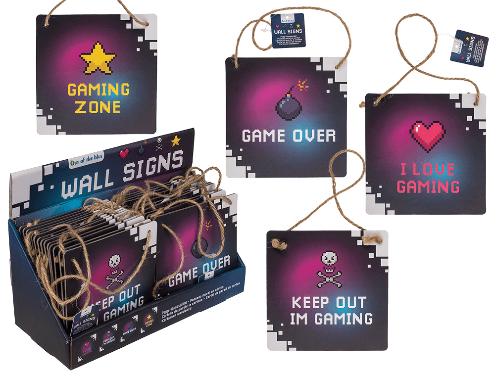 Cardboard wall sign, Gaming, ca. 18 x 18 cm,