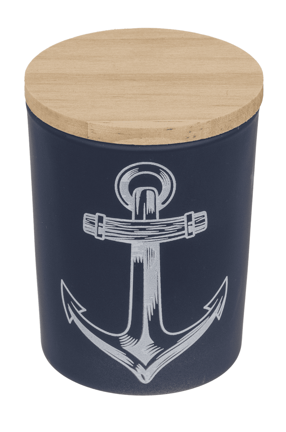 Candle in glass with wooden lid, Sea,