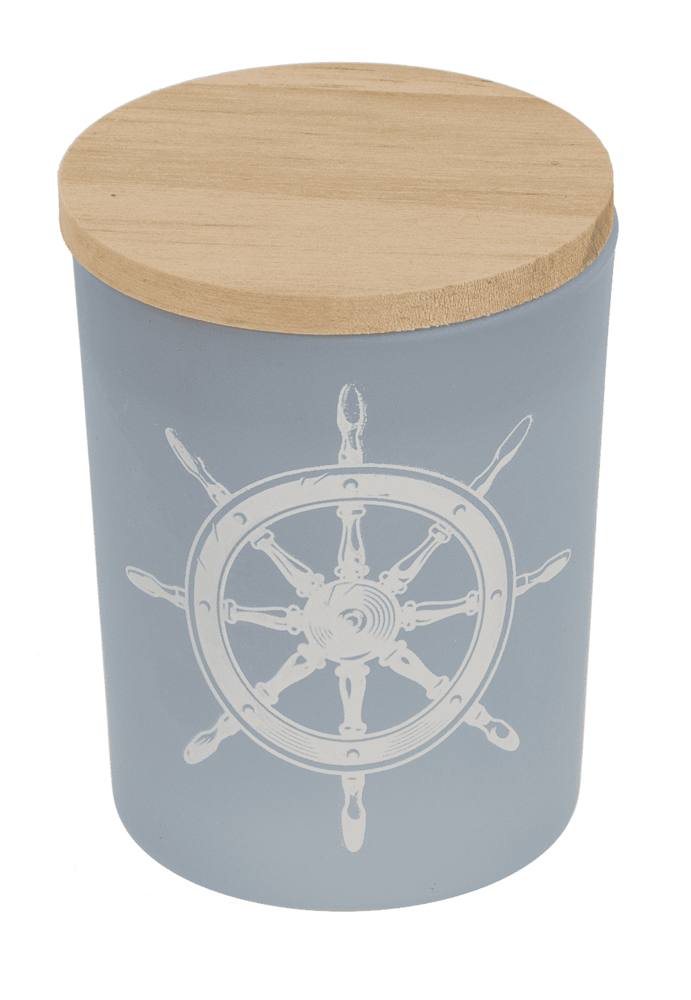 Candle in glass with wooden lid, Sea,