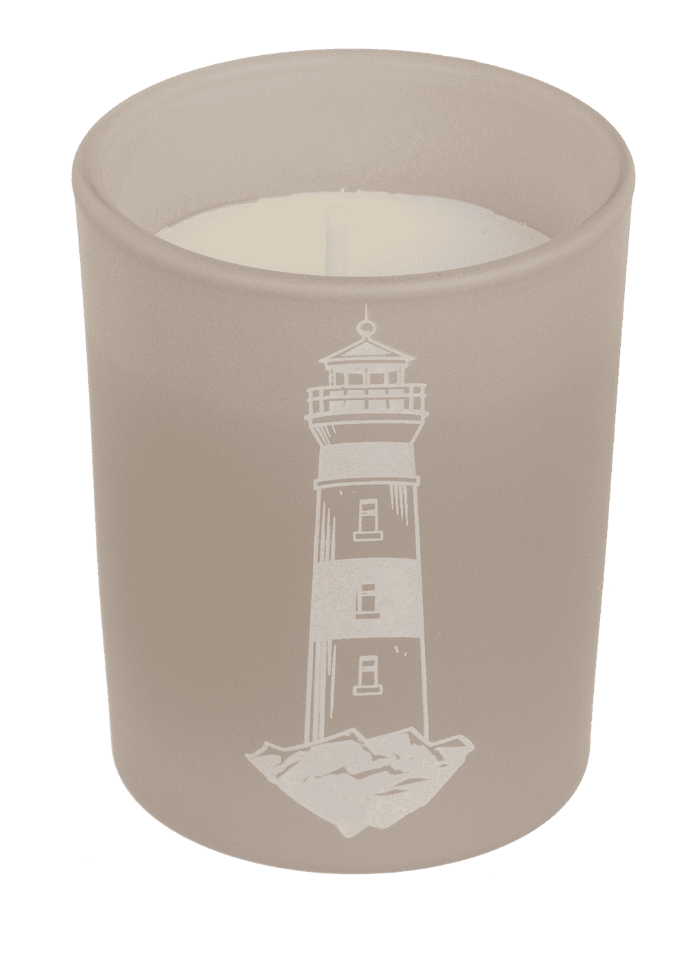 Candle in glass with wooden lid, Sea,