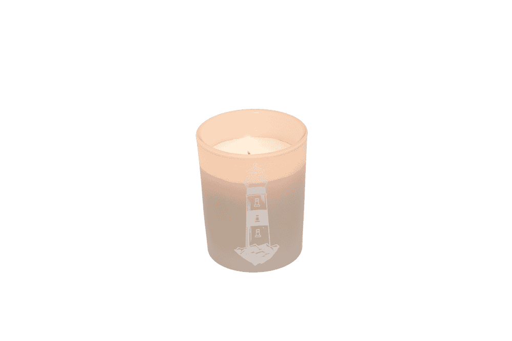 Candle in glass with wooden lid, Sea,