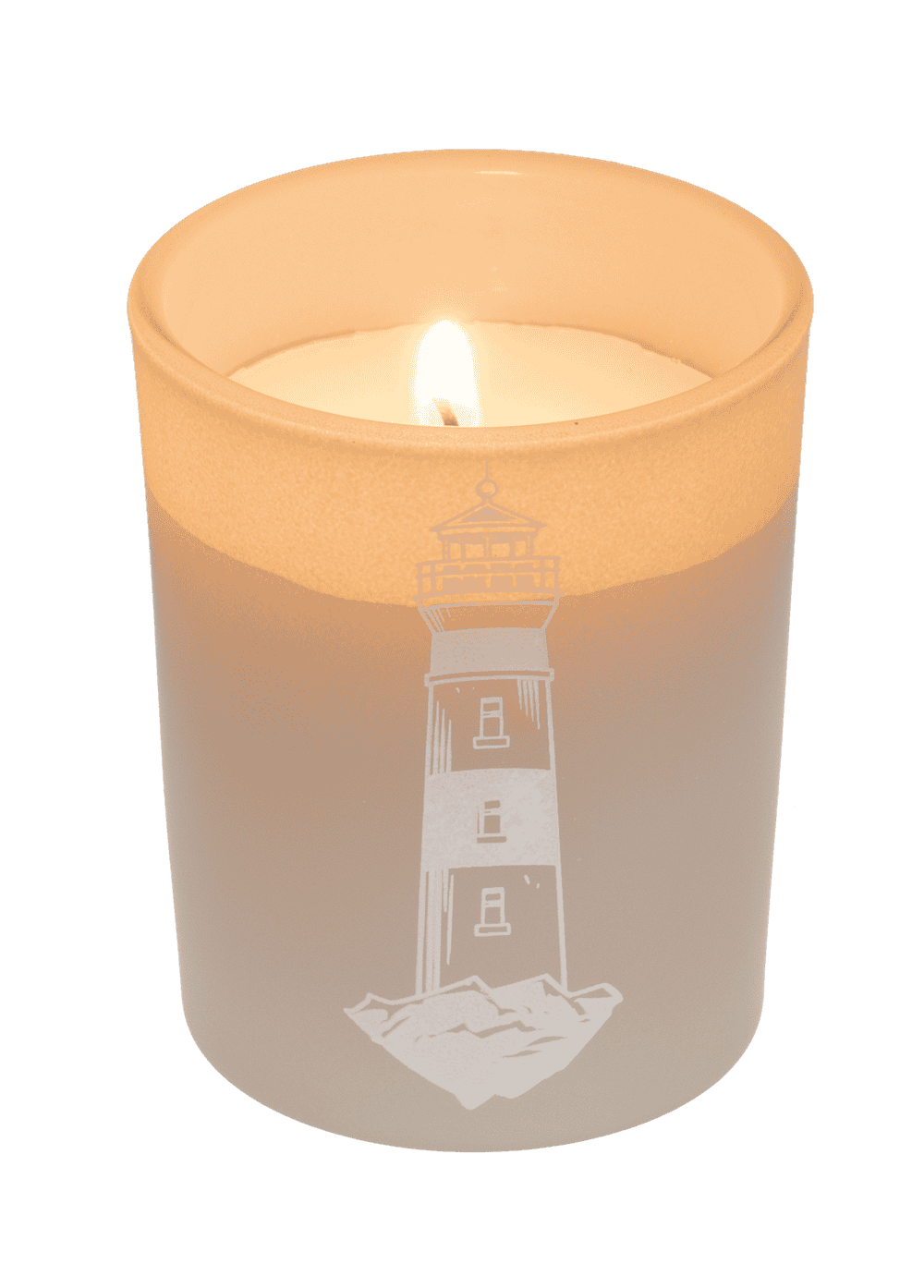 Candle in glass with wooden lid, Sea,