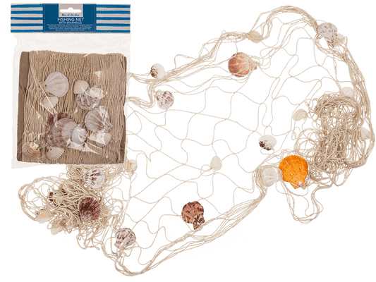 Fishing net with seashells, ca. 100 x 200 cm,