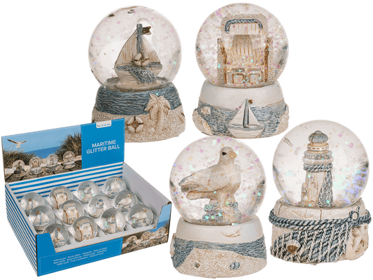 Polyresin glitter ball, maritime,