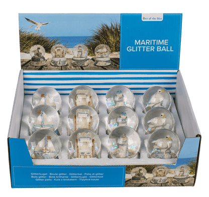 Polyresin glitter ball, maritime,
