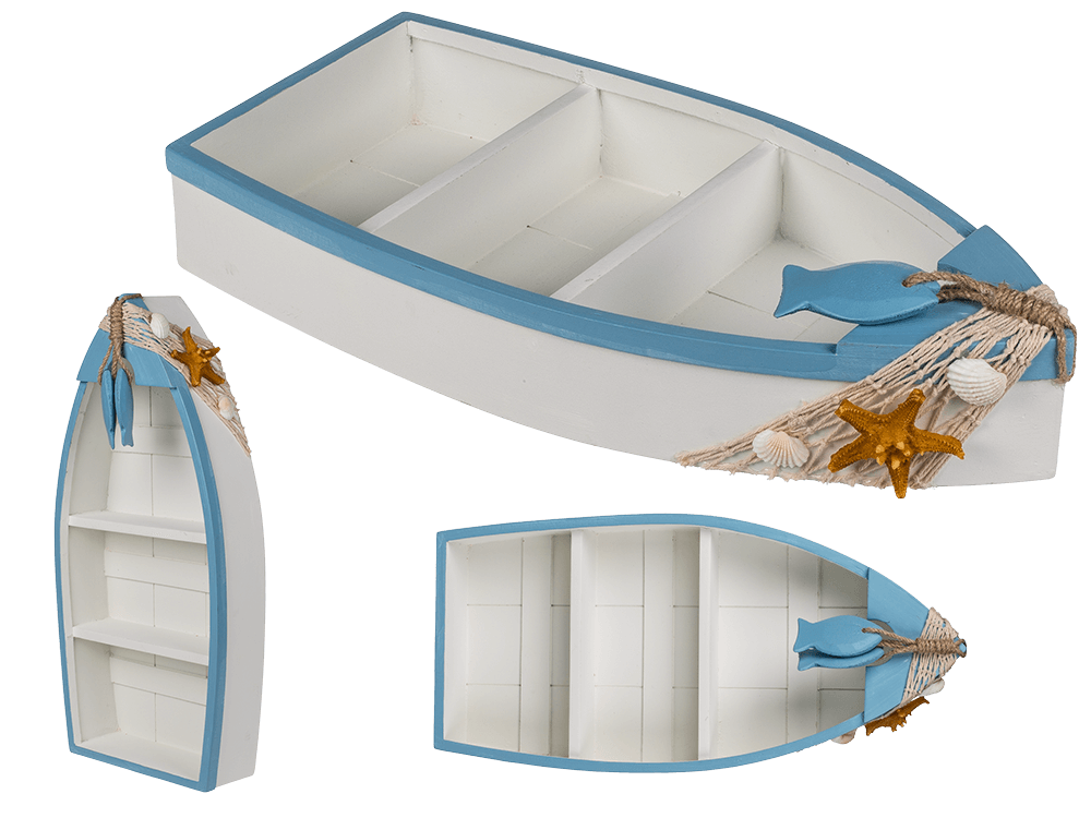 Wooden decoration boat with maritime deco,