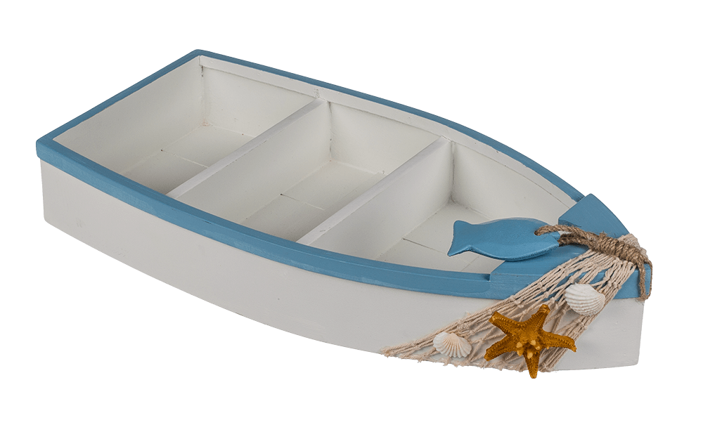 Wooden decoration boat with maritime deco,