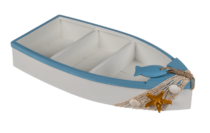 Wooden decoration boat with maritime deco,