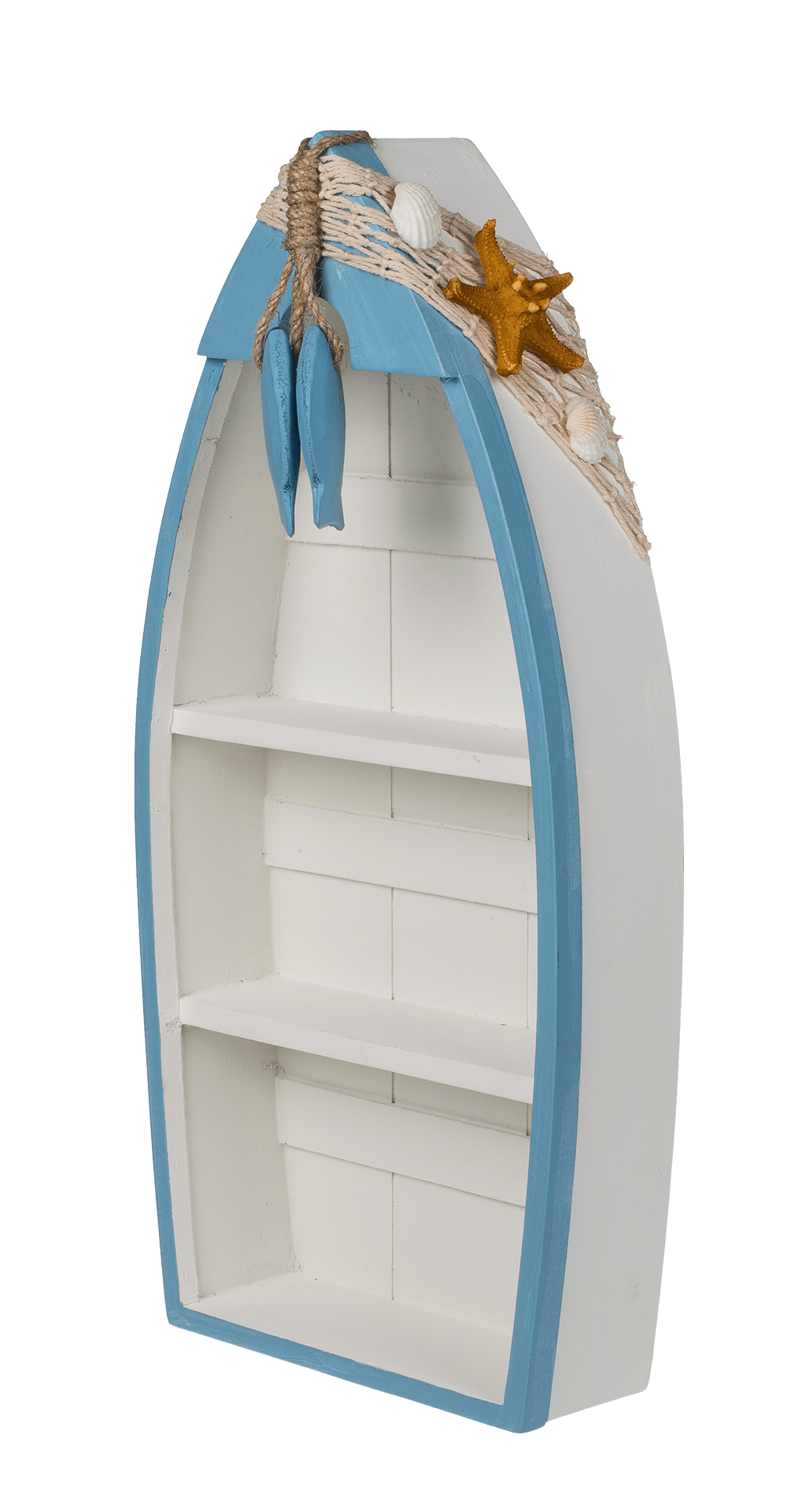 Wooden decoration boat with maritime deco,