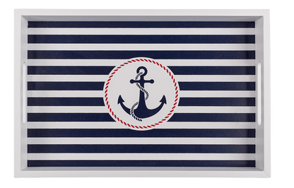White wooden tray with anchor, Tradtional