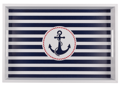 White wooden tray with anchor, Tradtional