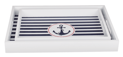 White wooden tray with anchor, Tradtional