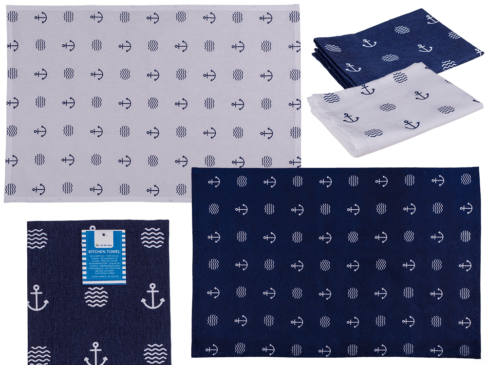 Kitchen towel. Modern Maritime, ca. 40 x 60 cm.